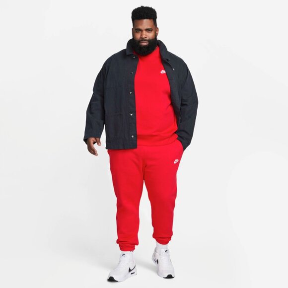 Nike Sportswear Club Fleece Men's Crew Sweatshirt Top Red 3XL - Picture 6 of 10